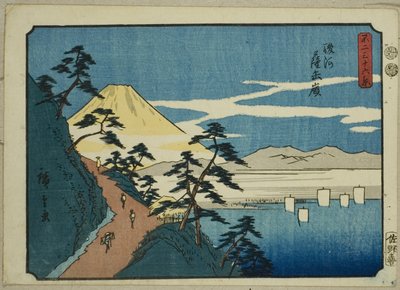 Satta Peak i Suruga-provinsen (Suruga Satta-minen), fra serien "Thirty-six Views of Mount Fuji (Fuji sanjurokkei)" af Utagawa Hiroshige