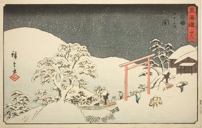 Seki - Nej. 48, fra serien "Fifty-three Stations of the Tokaido (Tokaido gojusan tsugi)," også kendt som Reisho Tokaido af Utagawa Hiroshige