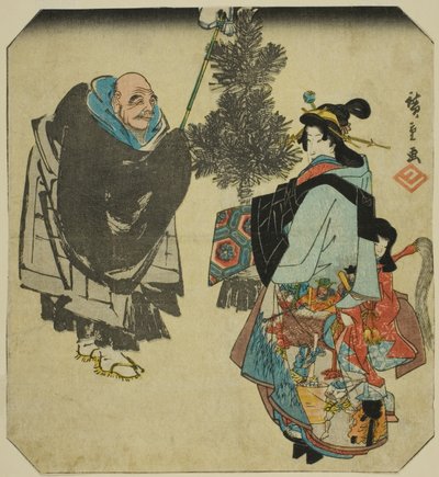 Seki: Priest Ikkyu and the Hell Courtesan, fra serien "Fifty-three Pairings for the Tokaido Road (Tokaido gojusan tsui)" af Utagawa Hiroshige