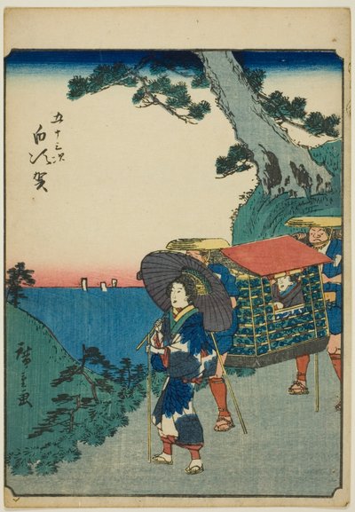 Shirasuka, fra seriens "fifty-tre S tachi-lyd "of te urbanity" (Goshuyama næste) Hver gang) af Utagawa Hiroshige