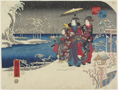 Sne ved Akashi, januar 1854 af Utagawa Hiroshige