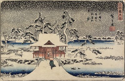 Sne ved Benzaiten-helligdommen i Inokashira-dammen, 1843-1847 af Utagawa Hiroshige