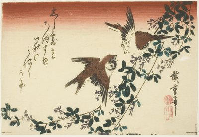 Spurve og buskløver af Utagawa Hiroshige