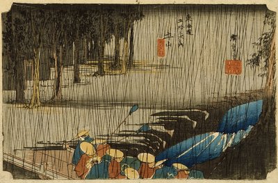 Forårsregn ved Tsuchiyama af Utagawa Hiroshige