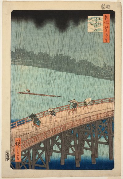 Suden Shouer Over New Chopsticks B Ridge Plan D Ataka (Chopsticks Ataka Yumitate), Fra Te-seriens "Ridges"-visning)” af Utagawa Hiroshige