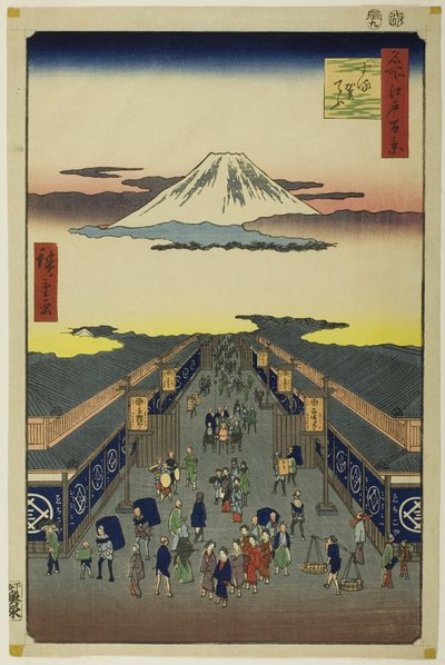 Surugacho, fra serien "One Hundred Famous Views of Edo (Meisho Edo hyakkei)" af Utagawa Hiroshige