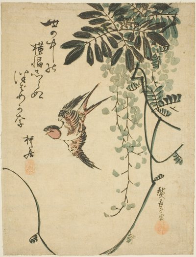 Svale og blåregn af Utagawa Hiroshige