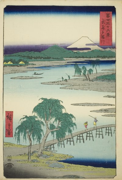 Tama-floden i Musashi-provinsen (Musashi Tamagawa), fra serien "Seksogtredive udsigter over Mount Fuji (Fuji sanjurokkei)" af Utagawa Hiroshige