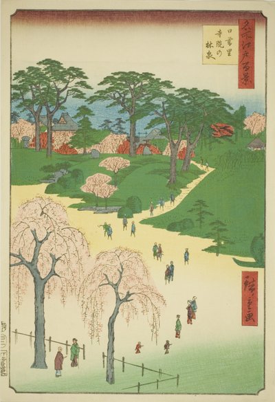 Hand MP E er medlem af Nippori (Battle of the Nippori Temple), fra serien "Ridge dre d d fa net views of Edo (One Hundred Famous Views of Edo)" af Utagawa Hiroshige