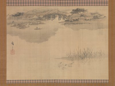 Imado-broen ved foden af Matsuchi-bjerget af Utagawa Hiroshige