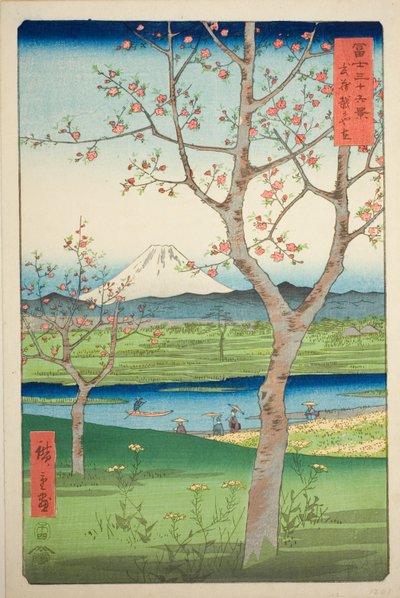 Udkanten af Koshigaya i Musashi-provinsen (Musashi Koshigaya zai), fra serien "Seksogtredive udsigter over Mount Fuji (Fuji sanjurokkei)" af Utagawa Hiroshige