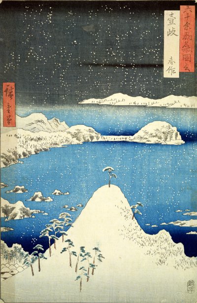 Snestormen (træblok i farver) af Utagawa Hiroshige