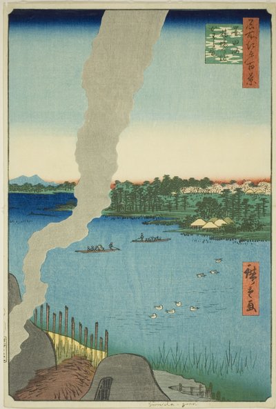 Tile Kilns and Hashiba Ferry på Sumida-floden (Sumidagawa Hashiba no watashi kawaragama), fra serien "One Hundred Famous Views of Edo (Meisho Edo hyakkei)" af Utagawa Hiroshige
