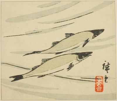 Ørred, del af et harimaze-ark af Utagawa Hiroshige