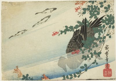 Ørreder, and og buskløver af Utagawa Hiroshige