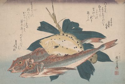To kanoner og en skrubbe af Utagawa Hiroshige