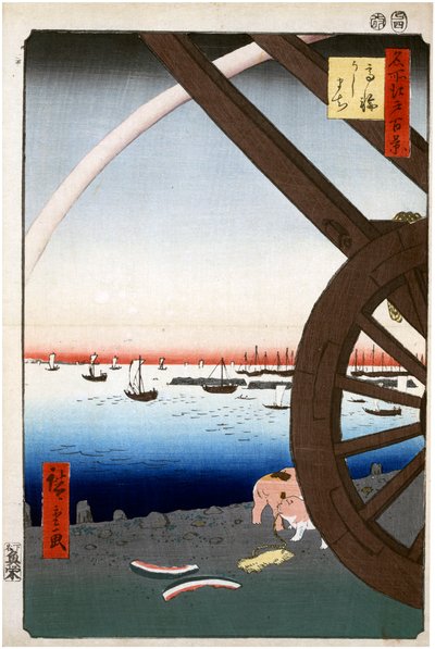 Ushimachi, Takanawa Hundrede berømte udsigter over Edo, 1856-1858. af Utagawa Hiroshige