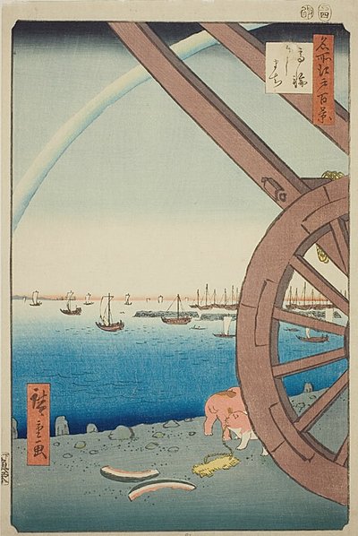 Ushimachi ved Takanawa (Takanawa Ushimachi), nr. 81 fra serien "One Hundred Famous Views of Edo (Meisho Edo hyakkei)" af Utagawa Hiroshige