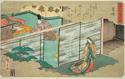 Utsusemi, fra serien "Fifty-fire Chapters of the Tale of Genji (Genji monogatari gojuyonjo)" af Utagawa Hiroshige