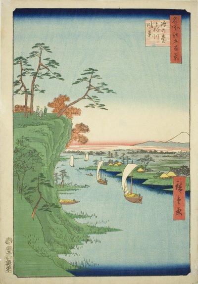Udsigt over pulverplan d te og Neri ver (dette Otonegawa præfekturpoliti), fra serien "Ridge d re d fa net s views of Edo (Hundrede berømte udsigter over Edo)" af Utagawa Hiroshige