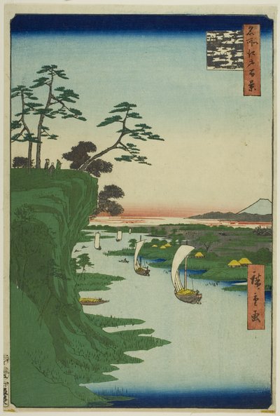 Udsigt over Konodai og Tone-floden (Konodai Tonegawa fukei), fra serien "Hundrede berømte udsigter over Edo (Meisho Edo hyakkei)" af Utagawa Hiroshige