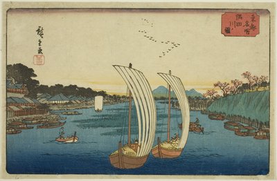 Udsigt over Sumida -floden (Sumidagawa no Zu) fra serien "Berømte steder i den østlige hovedstad (Toto Meisho)" af Utagawa Hiroshige