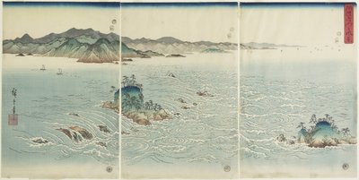 Udsigt over boblebadene i Awa-provinsen, 1857 af Utagawa Hiroshige