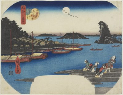 Piletræ ved Nihon-zutsumi Bank, Shin-Yoshiwara, november 1853 af Utagawa Hiroshige