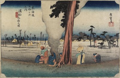 Vinterscene, Hamamatsu, ca. 1833 af Utagawa Hiroshige