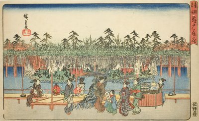 Wisteria at Kameido (Kameido Tenjin fuji hana), fra serien "Famous Places in the Eastern Capital (Toto meisho)" af Utagawa Hiroshige