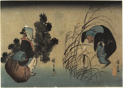 Kvinde og grævling af Utagawa Hiroshige