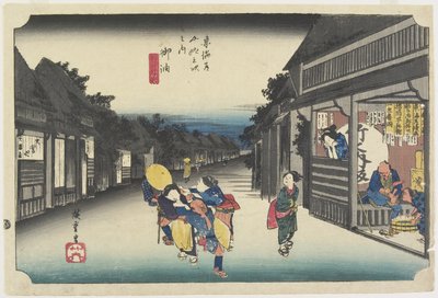 Kvinder, der opfordrer rejsende, Goyu, ca. 1833 af Utagawa Hiroshige