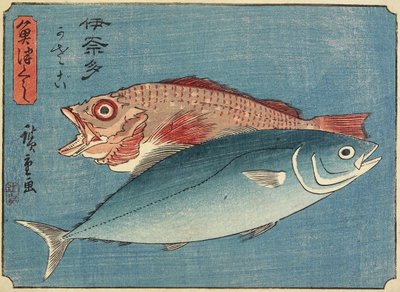 Gulhale og stenfisk, 1830-1844 af Utagawa Hiroshige