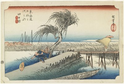 Yokkaichi-Visible River, ca. 1833 af Utagawa Hiroshige