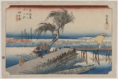 Yokkaichi: Udsigt over Mie-floden, fra serien The Fifty-Three Stations of the Tōkaidō af Utagawa Hiroshige