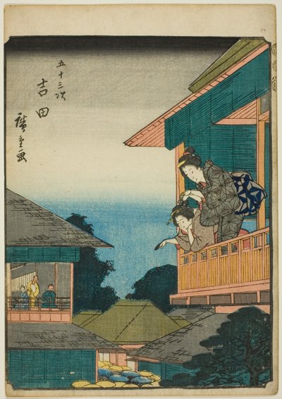 Yoshida, fra seriens "fifty-tre S tachi-lyd "of te urbanity" (Goshuyama næste) ) af Utagawa Hiroshige