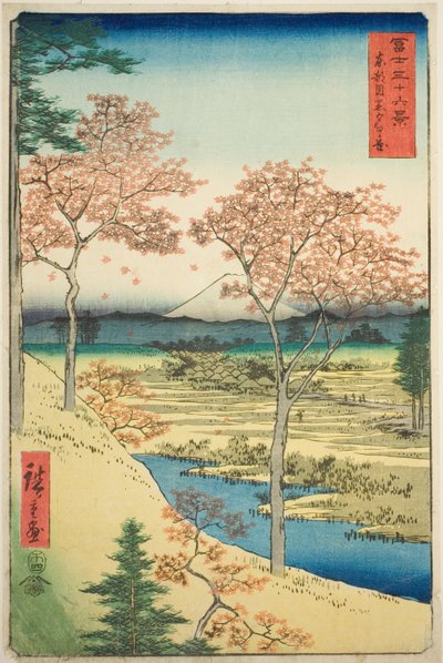 Yuhi Hill ved Meguro i den østlige hovedstad (Toto Meguro Yuhigaoka), fra serien "Thirty-six Views of Mount Fuji (Fuji sanjurokkei)" af Utagawa Hiroshige