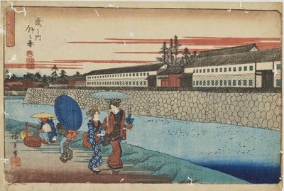 »Uden for Toranomon« fra serien »Fremragende udsigter over Edo« af Utagawa Hiroshige
