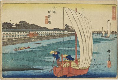 »Sandbank ved Ōhashi« fra serien »Fremragende udsigter over Edo« af Utagawa Hiroshige