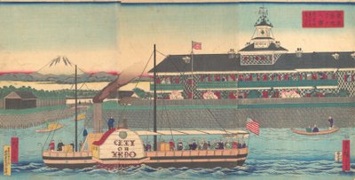 Tsukiji hotel personale og ophold Tsukiji hotel følelse, 5th gate, 1870. af Utagawa Hiroshige III