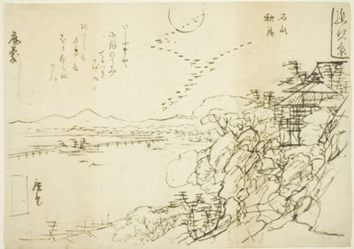 Skitse til efterårsmånen ved Ishiyama-templet (Ishiyama no shugetsu), fra serien "Eight Views in Omi Province (Omi hakkei)" af Utagawa Hiroshige II