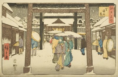 Shinmei-helligdommen i Shiba (Shiba Shinmeig?) (træbloktryk i farver) af Utagawa II Hiroshige