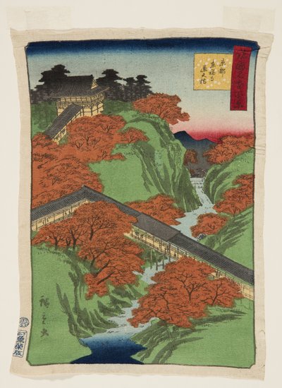 Ts?ten-broen ved T?fuku-ji-templet, Kyoto (Ky?to T?fuku-ji Ts?tenky?) (træbloktryk i farver) af Utagawa II Hiroshige