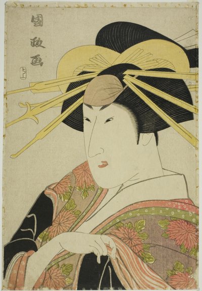 Portræt af en skuespiller i kvindekjole af Utagawa Kunimasa