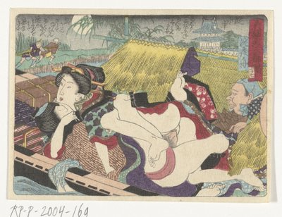 Færge i Yodo-stoppestedet Den erotiske vej til hovedstaden (serietitel) af Utagawa Kunisada (I) (attributed to)