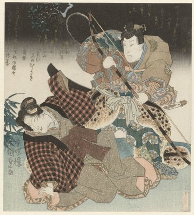En mand og en kvinde i kamp af Utagawa Kunisada (I)