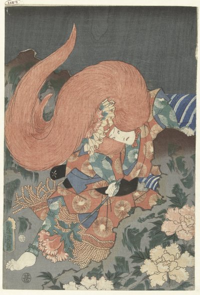 Skuespiller som løvedanser af Utagawa Kunisada (I)