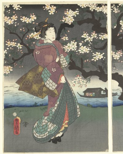 Aftentur langs floden af Utagawa Kunisada (I)