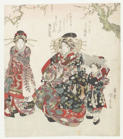 Kurtisane med to tjenestepiger af Utagawa Kunisada (I)