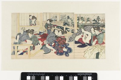 Elsker par på terrassen om vinteren af Utagawa Kunisada (I)